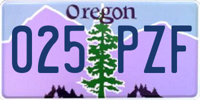 OR license plate 025PZF