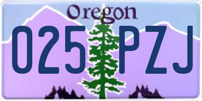 OR license plate 025PZJ