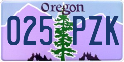 OR license plate 025PZK