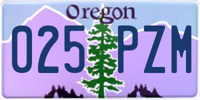 OR license plate 025PZM