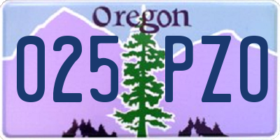 OR license plate 025PZO