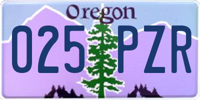 OR license plate 025PZR