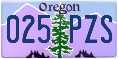 OR license plate 025PZS
