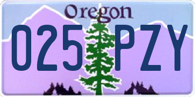 OR license plate 025PZY