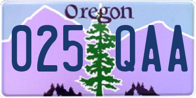 OR license plate 025QAA