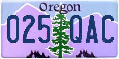 OR license plate 025QAC