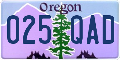OR license plate 025QAD