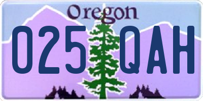 OR license plate 025QAH