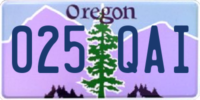 OR license plate 025QAI