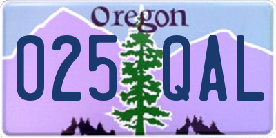 OR license plate 025QAL