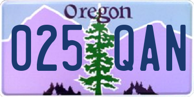 OR license plate 025QAN