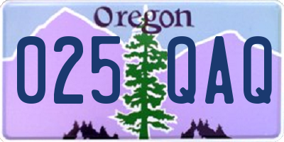 OR license plate 025QAQ