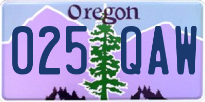 OR license plate 025QAW