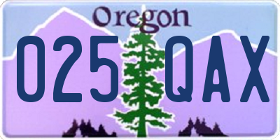 OR license plate 025QAX