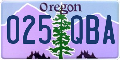 OR license plate 025QBA