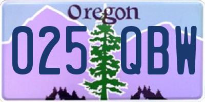 OR license plate 025QBW