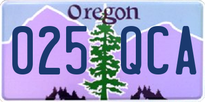OR license plate 025QCA