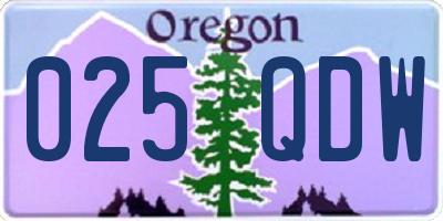 OR license plate 025QDW