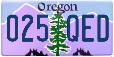 OR license plate 025QED