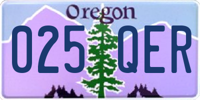 OR license plate 025QER