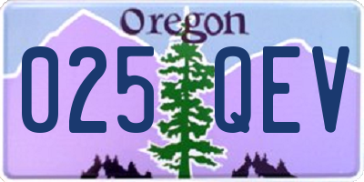 OR license plate 025QEV