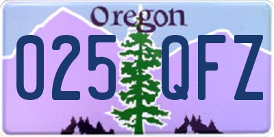 OR license plate 025QFZ