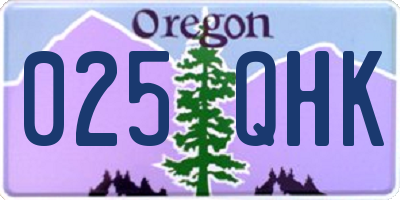 OR license plate 025QHK