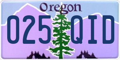 OR license plate 025QID