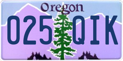 OR license plate 025QIK