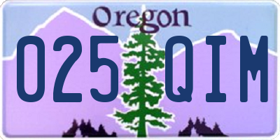 OR license plate 025QIM