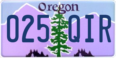 OR license plate 025QIR