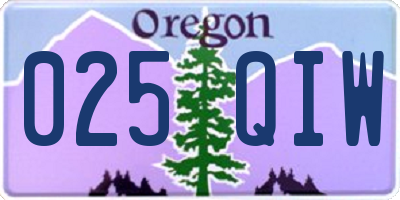 OR license plate 025QIW