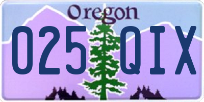 OR license plate 025QIX