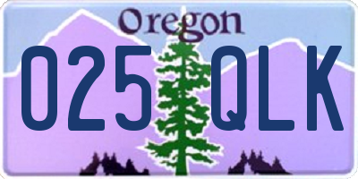 OR license plate 025QLK