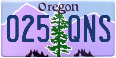 OR license plate 025QNS