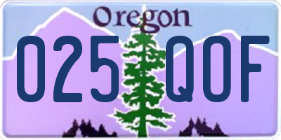 OR license plate 025QOF