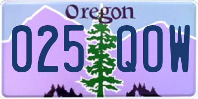 OR license plate 025QOW