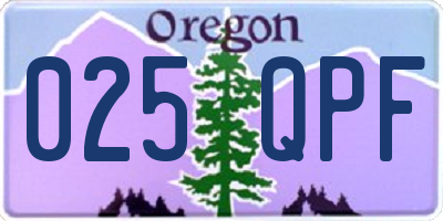 OR license plate 025QPF