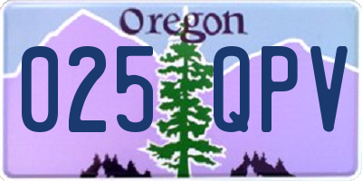 OR license plate 025QPV