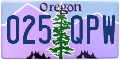 OR license plate 025QPW