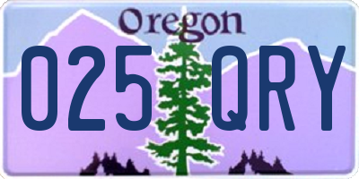 OR license plate 025QRY