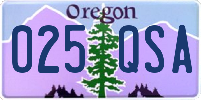 OR license plate 025QSA