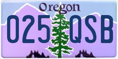 OR license plate 025QSB
