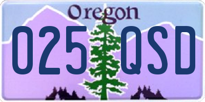 OR license plate 025QSD