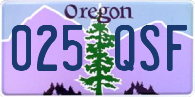 OR license plate 025QSF