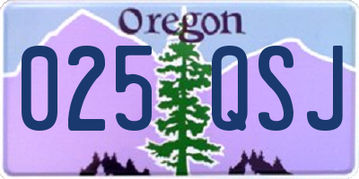 OR license plate 025QSJ