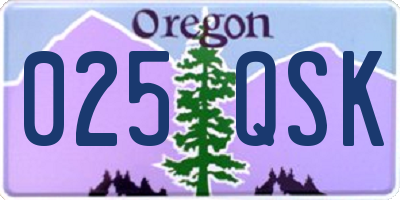 OR license plate 025QSK