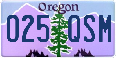 OR license plate 025QSM