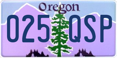 OR license plate 025QSP
