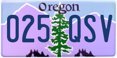 OR license plate 025QSV
